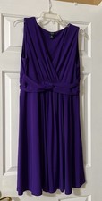 Chaps Purple V Neck Stretch Comfort Sleeveless Knee Length Dress PXL (L100)