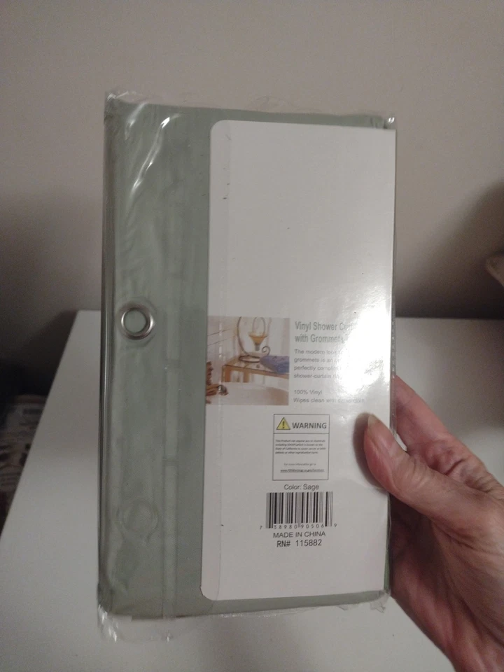 Popular revestimiento de cortina de ducha de vinilo de alta resistencia para baño verde salvia resistente al moho Foto 2 de 4