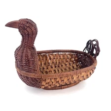 Vintage Duck Basket Bin Camp Adirondack Thanksgiving Fall wicker