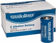 12 Pack PRO-SAFE Size C Industrial Alkaline Batteries, 1.5 Volts