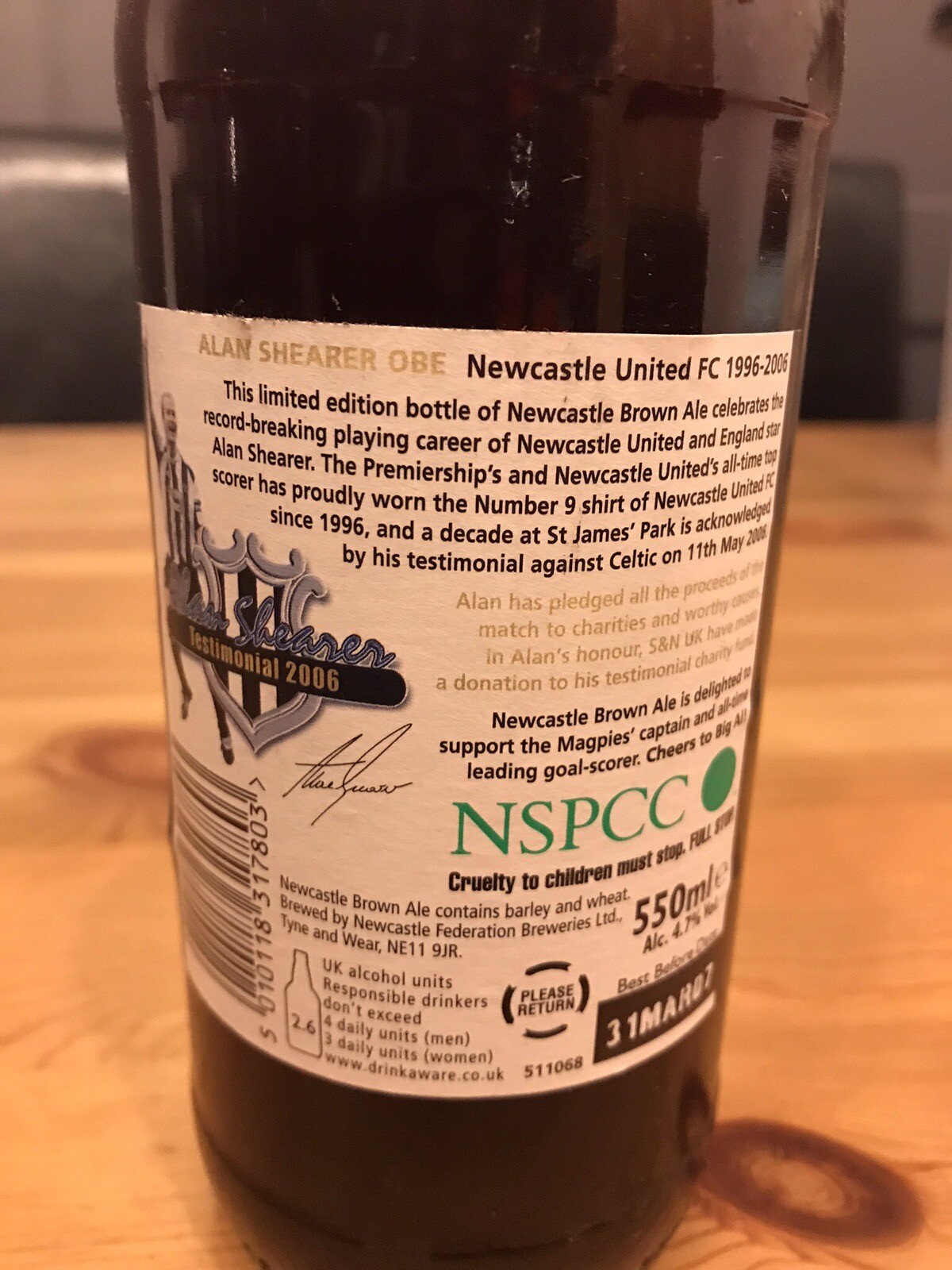 Commemorative Alan Shearer Newcastle United Brown Ale eBay