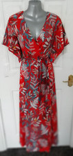 Sweet Miss S Red/ Orange Blue white Floral Wrap Effect Long Maxi Dress B/Zip NEW