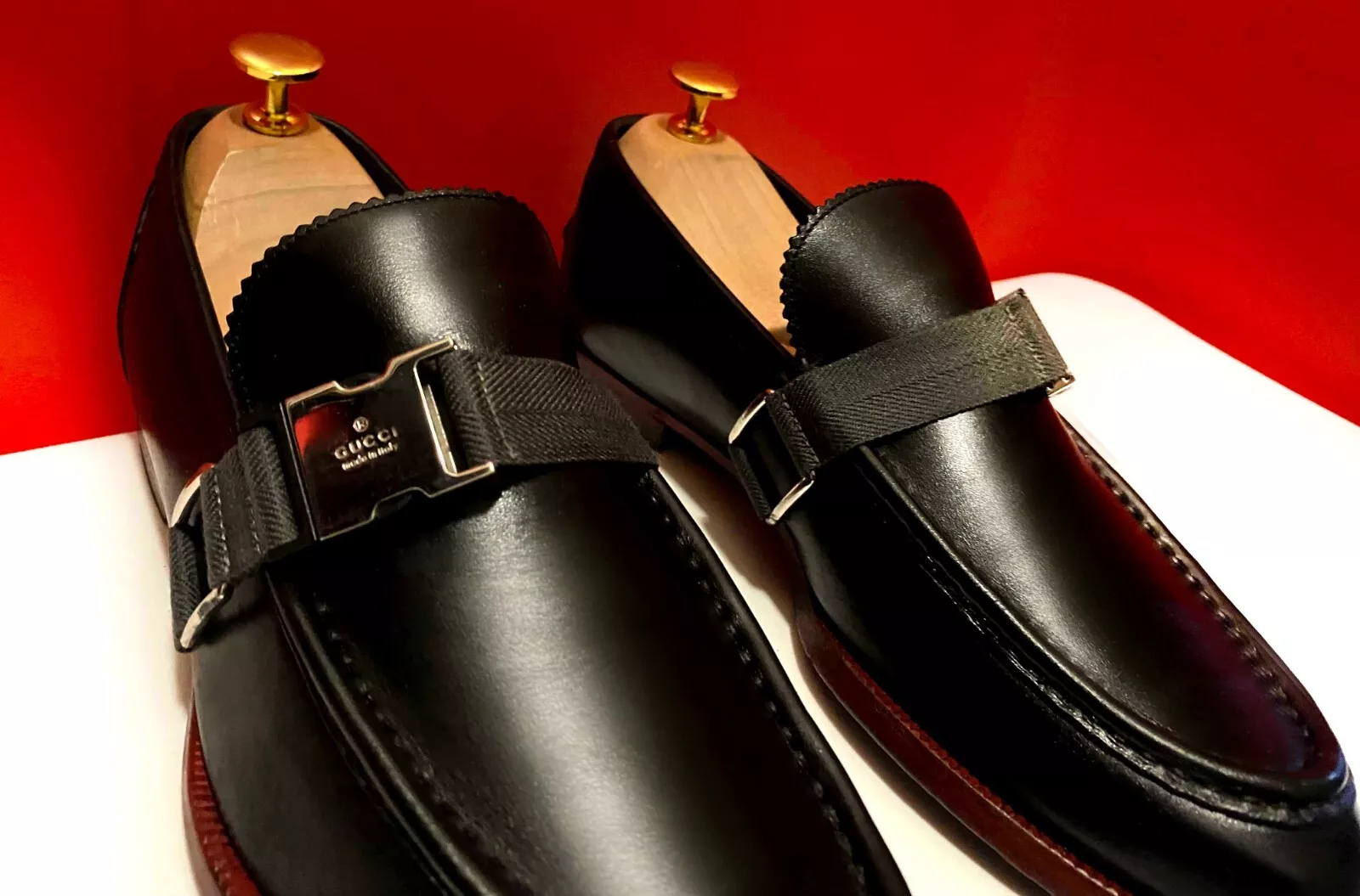889, !! CHAUSSURES HOMME GUCCI RARE MOCASSANTS NOIRS MARQUÉS TAILLE 5 MAIS ÉTATS UNIS TAILLE 7