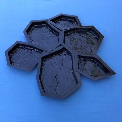 Set 6 pcs ABS Plastic Molds for Concrete Garden Stepping Stone natural