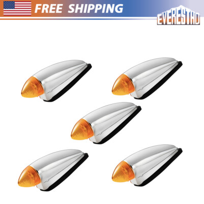 5X 8LED Amber Truck Cab Bullet Front Marker Light Fit For Mack CHU Truck 2000-19