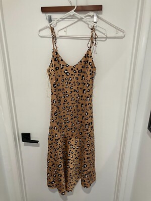 Forever 21 Women's Satin Leopard Print Slip Midi Dress, Multi, Large | eBay