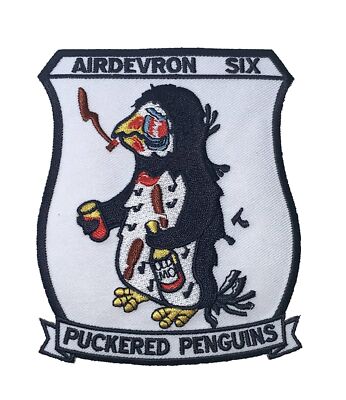 VX-6 AIRDEVRON SIX PUCKERED PENGUINS Patch   Plastic Backing
