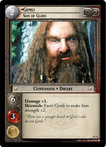 LOTR CCG 1x  Gimli, Son of Gloin - 1R13 Heavy Play Fellowship of the Rings