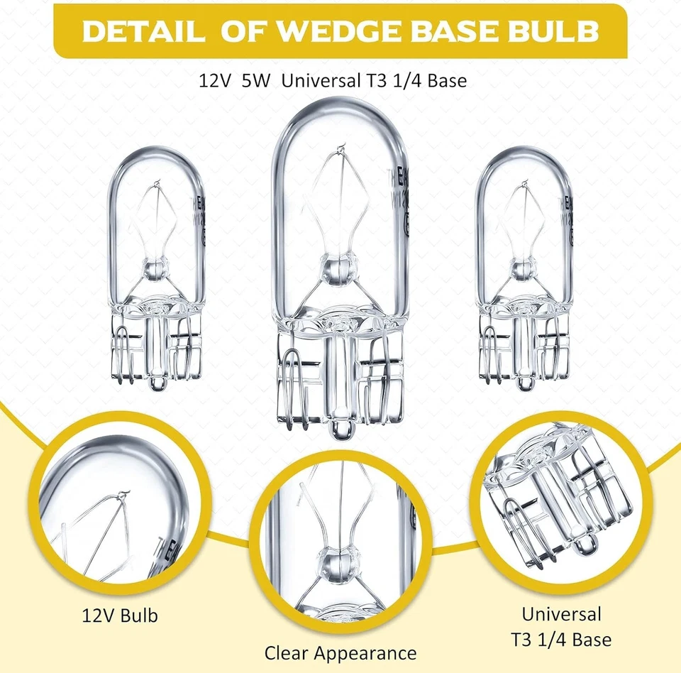 20 PCS 1/4 Wedge Base 12V 5W Clear Krypton Light Bulb For Landscape RV Cabinet - Image 3 of 4