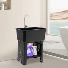 Utility Sink Laundry Tub with Faucet & Basement for Laundry Room Garage or Shop