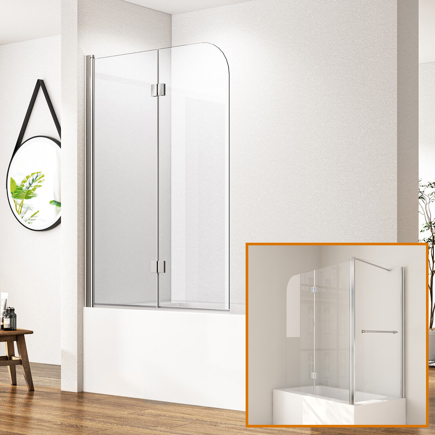 Duschtrennwand für Badewanne Faltwand Duschabtrennung Badewannenaufsatz NANO ESG