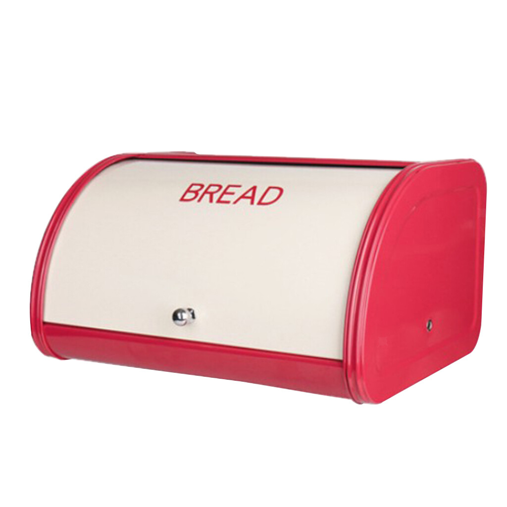 Red Kitchen Roll Top Retro Bread Bin Storage Holder Container For