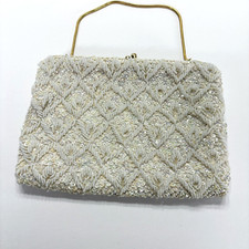 Vintage Richere Bag by Walborg Ivory Beaded Sequin Clutch Purse Hand Bag