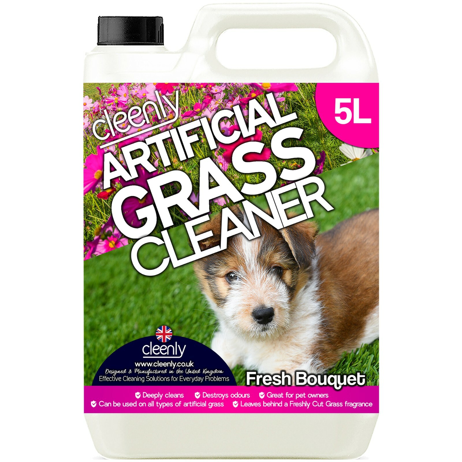 Cleenly Artificial Grass Cleaner Astro Turf Pet Odour Floral Deodoriser 5L