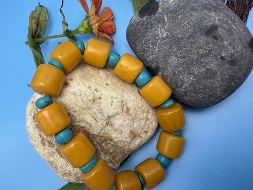 Natural turquoise amber beads bracelet, 50g genuine Baltic amber - Picture 6 of 6
