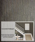 Metallic Faux Grass Cloth Texture Vinyl Wallpaper Dark Grey Peel and Stick