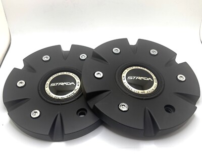 S12 61702295F-1 Strada Black Wheel Center Cap Set of Two