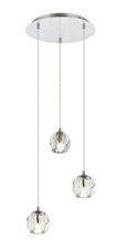 Chandelier Chrome Modern Pendant Light Fixture Kitchen Crystal Shade Dining Room