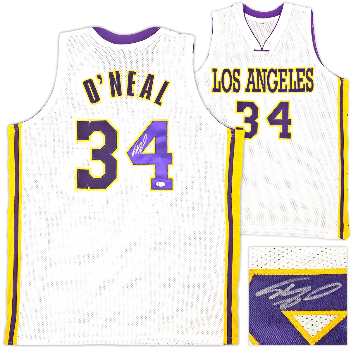 LAKERS SHAQUILLE SHAQ O'NEAL AUTOGRAPHED WHITE JERSEY SIGNED