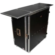 ProX XS-DJSTN Fold Away DJ Performance Desk Facade with Wheels, Silver on Bla...
