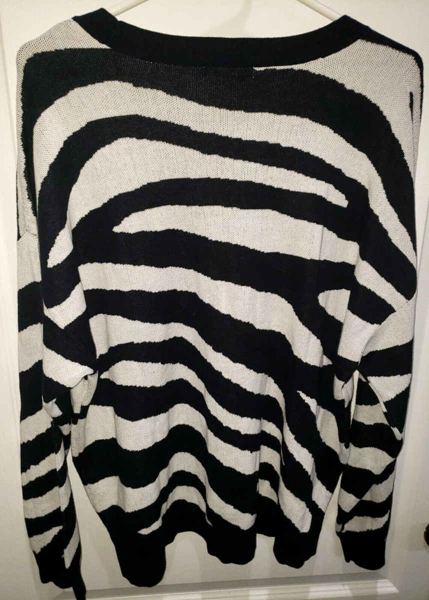 womens NEW NWT zebra style design KNIT SWEATER XL 69.50 MSRP