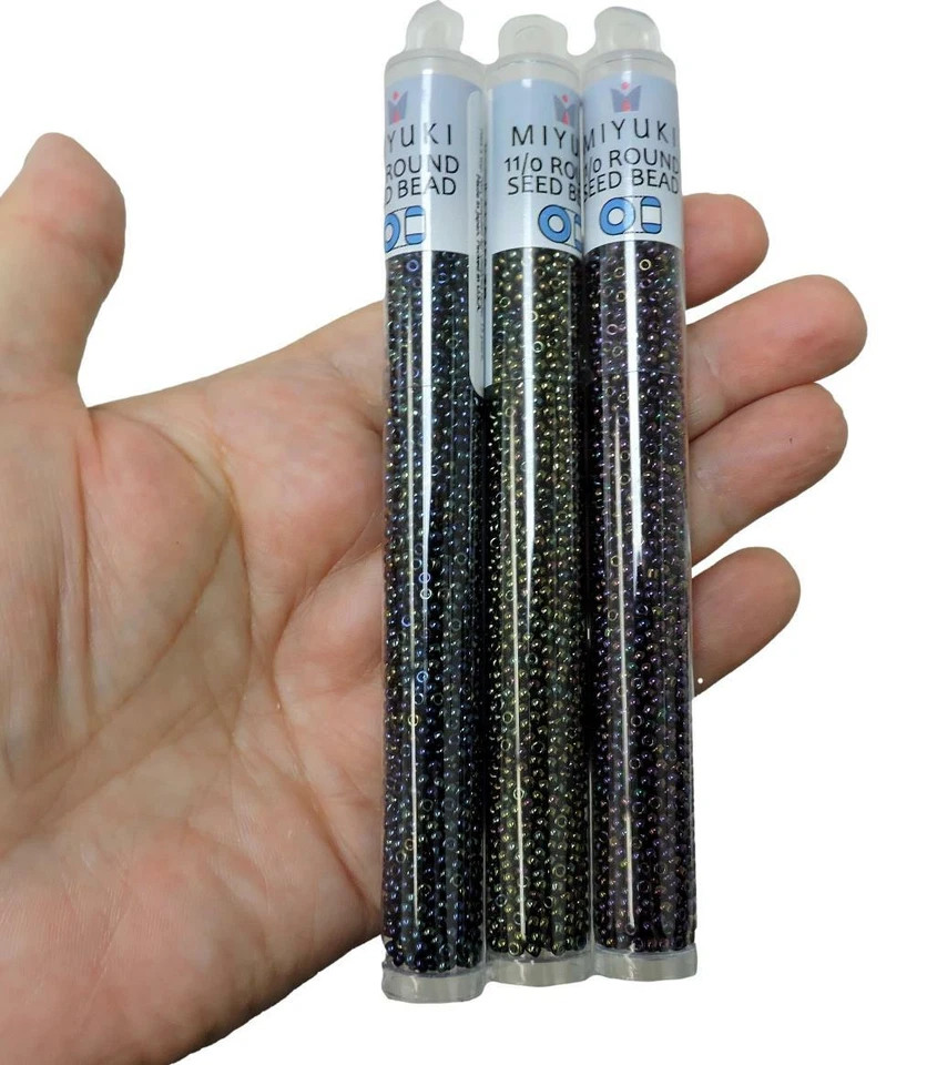 Miyuki Seed Beads Bundle, Size 11/0 Metallic Blue, Green, Purple Iris (24GM x 3) - Image 2 of 4