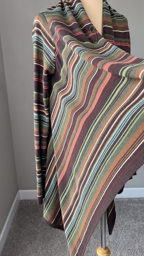 Jones New York Sarape Striped Wool Blend Cascade Drape Cardigan Sweater S - Picture 2 of 4