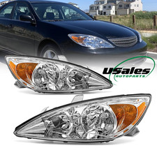 For 2002-2004 Toyota Camry Clear Headlight Assembly Chrome Headlamp Leftright