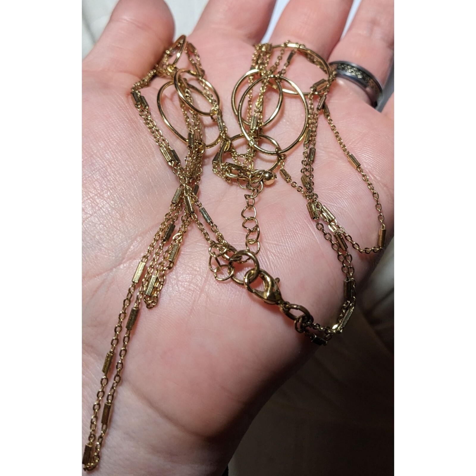 Multilayer Gold Chain Open Loop Necklace - image 5