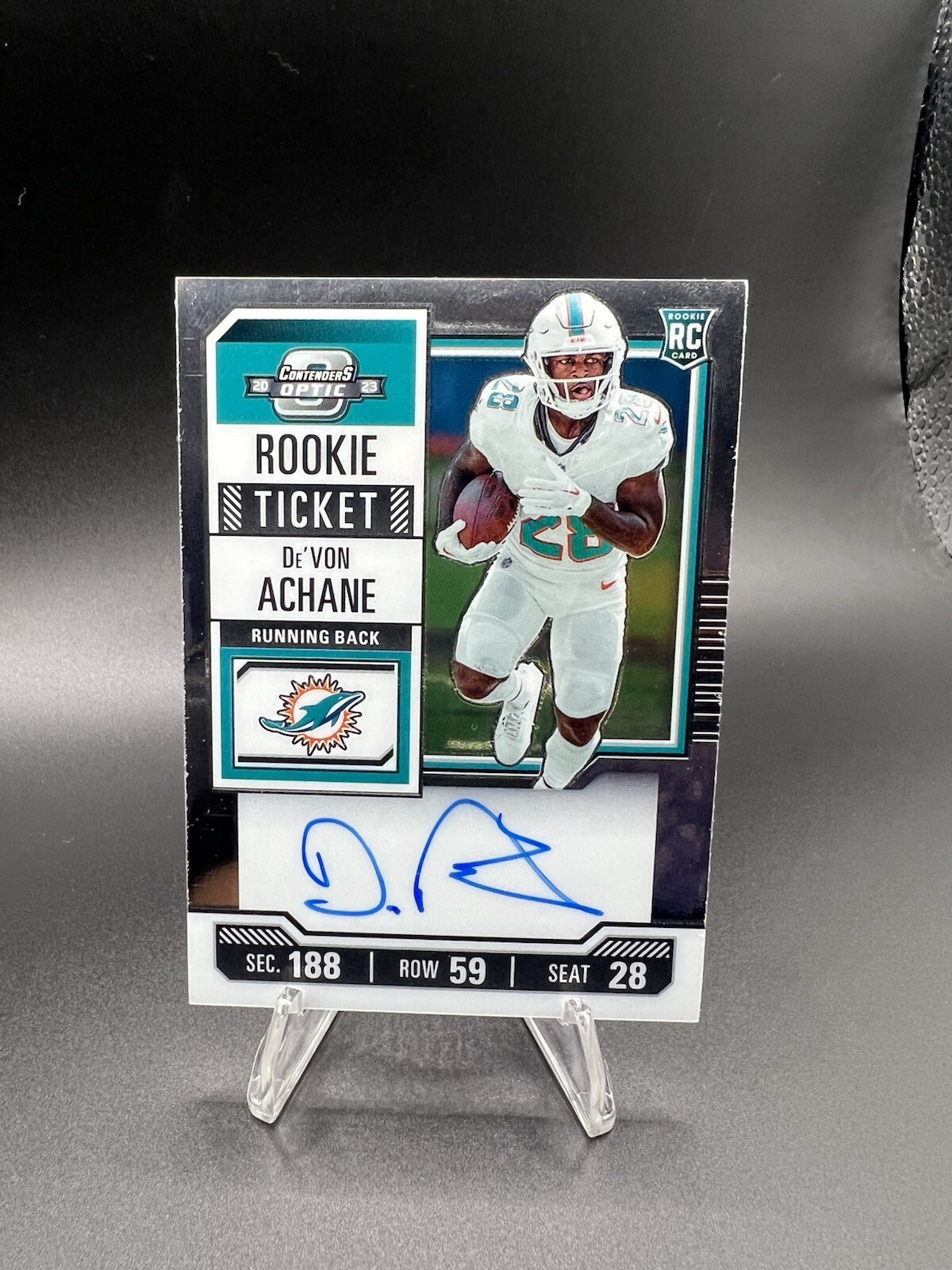 2023 Contenders Optic - De’Von Achane Rookie Ticket Auto Silver