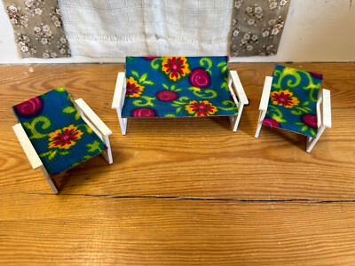 (RB)5025-3295, two chairs plus bench plastic, GDR, toys, decoration