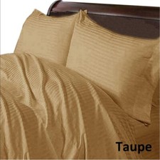Extra Deep Pocket Egyptian Cotton Select Bedding Linen Taupe Stripe US Sizes