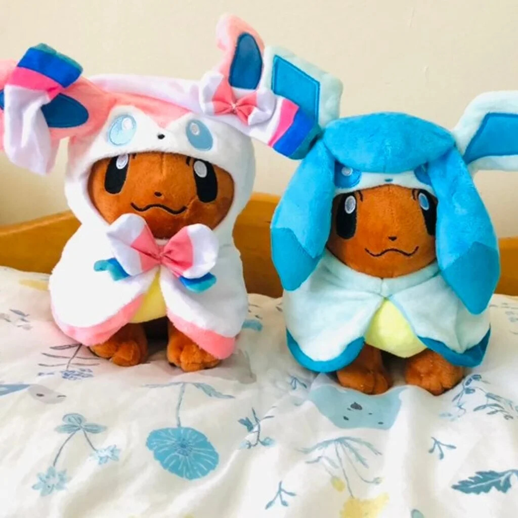 New Pokemon Plush Doll Eevee Glaceon Sylveon Doll Toys 8in Cape