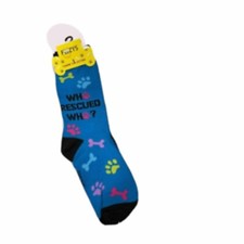 Foozys Who Rescued Who Blue Unisex Socks Size 4 through 10 1 Pair