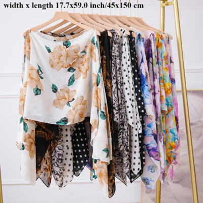 Damen Chiffon Schal Cover Up Bolero Cardigan Blumen Cape Schal Shrug Crop Top