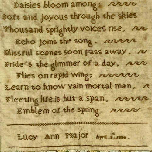 Needlework Sampler April 3rd 1834 Victorian Antique Poetry by Lucy Ann Major - Picture 5 of 19