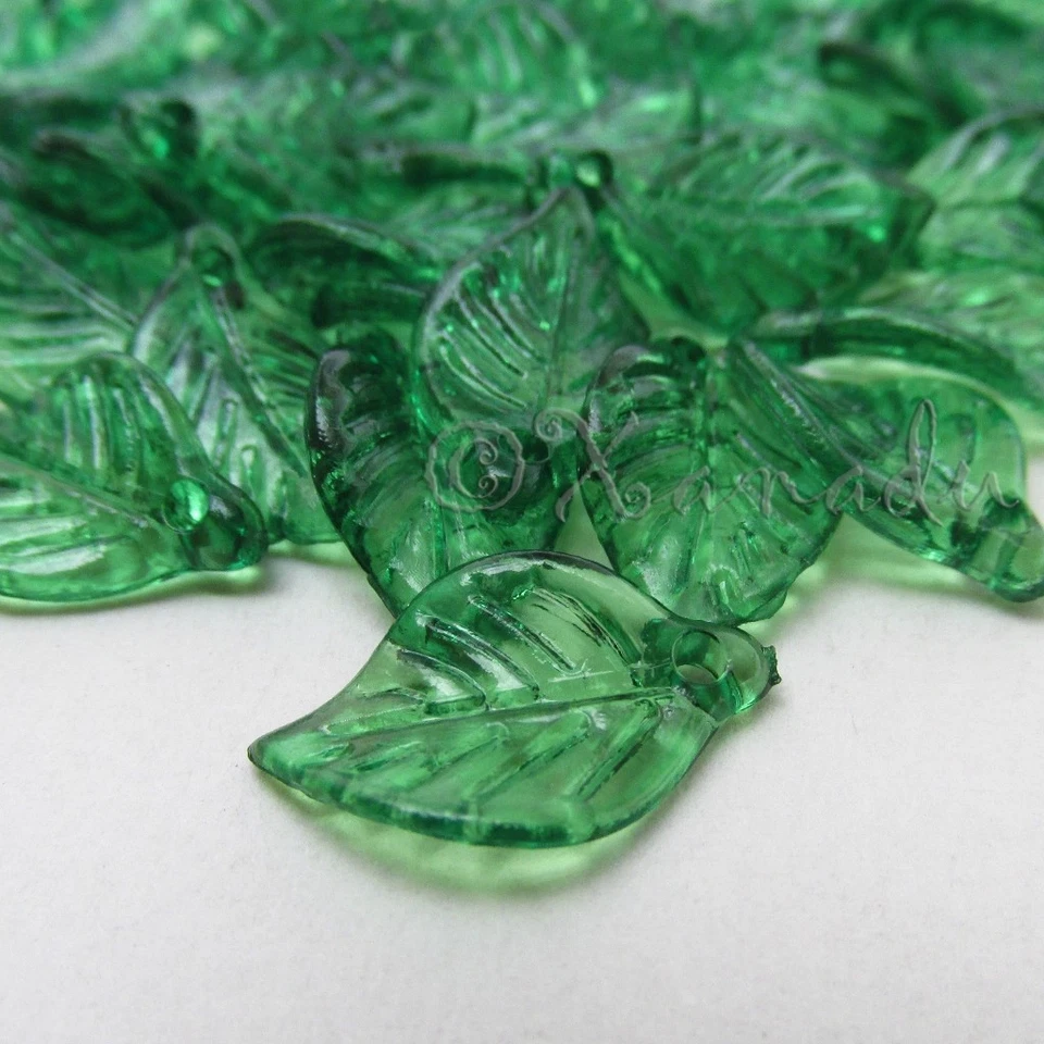 Colgantes de hojas acrílicas amarillas esmeriladas de 18 mm C9589 -50, 100 o 200 piezas Foto 3 de 4