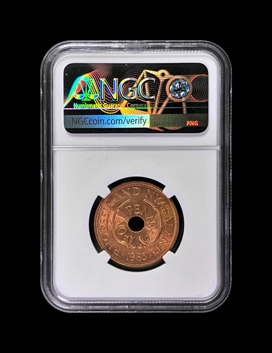 RHODESIA. 1963, Penny - NGC MS65 - QEII, Nyasaland, Elephants | eBay
