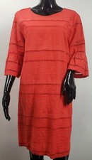 J Crew Flutter Sleeve Eyelet Shift Dress Style G1269 Siz 8 100% Cotton Coral 