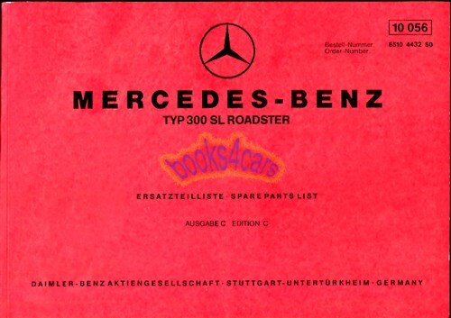 300SL PARTS MANUAL ROADSTER MERCEDES BOOK 300 SL R198 ILLUSTRATIONS PART SPARE - Picture 1 of 1