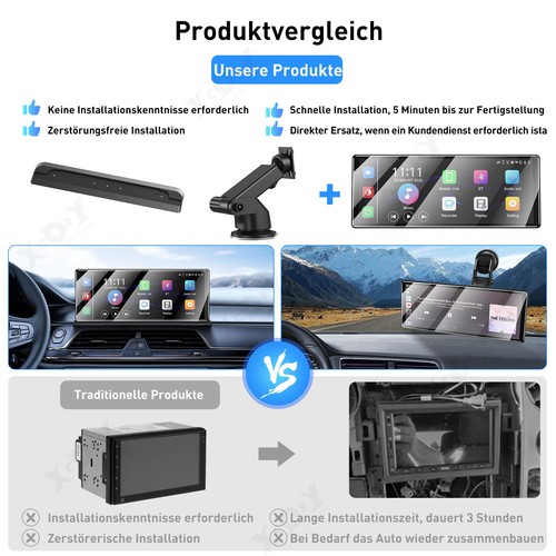11,3" CAM+ Bezprzewodowy Android Auto Przenośny CarPlay IPS Radio samochodowe Bluetooth 4K DVR - Zdjęcie 11 z 14