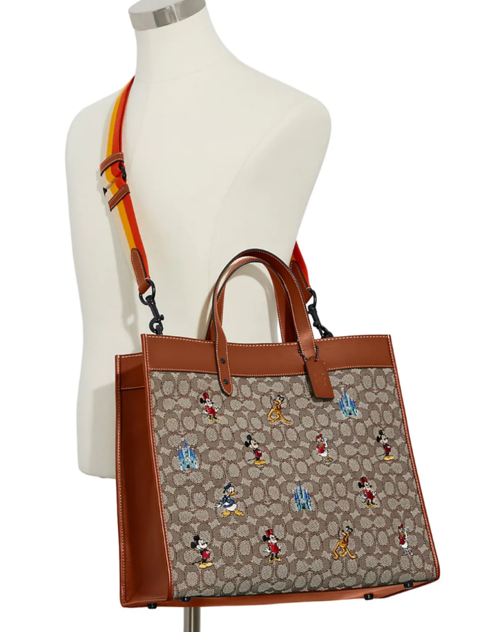 Disney x Coach Field Tote 40 In Signature Textile Jacquard 50th