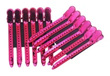 12 Pcs Dividing Hair Styling Premium Rustproof Metal Alligator Curl Hot Pink