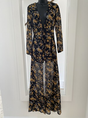 Missguided Black Floral Romper Maxi Dress US Size 4 | eBay