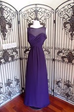2859 ALFRED ANGELO EGGPLANT SZ 8 STYLE 7362L 195 LONG CHIFFON GOWN DRESS