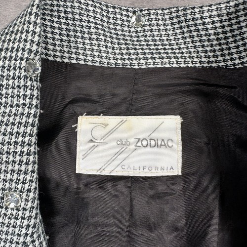 blazer donna lucido vintage anni 80 club zodiac strass pied de poule taglia L glam - Foto 7 di 13