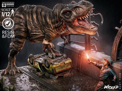 Jurassic Park by Wicked FAN ART Diorama 1:12 16k Resin Custom Statue BEMALT