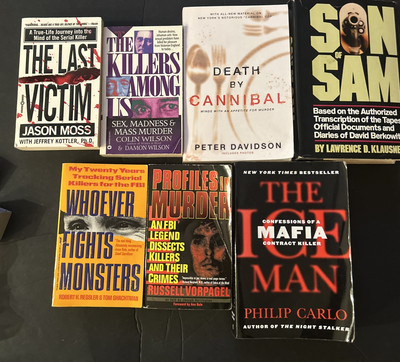 Lot Of 7 Serial Killer Books Paperback Son  of Sam (Hardcover) Gacy Ice Man
