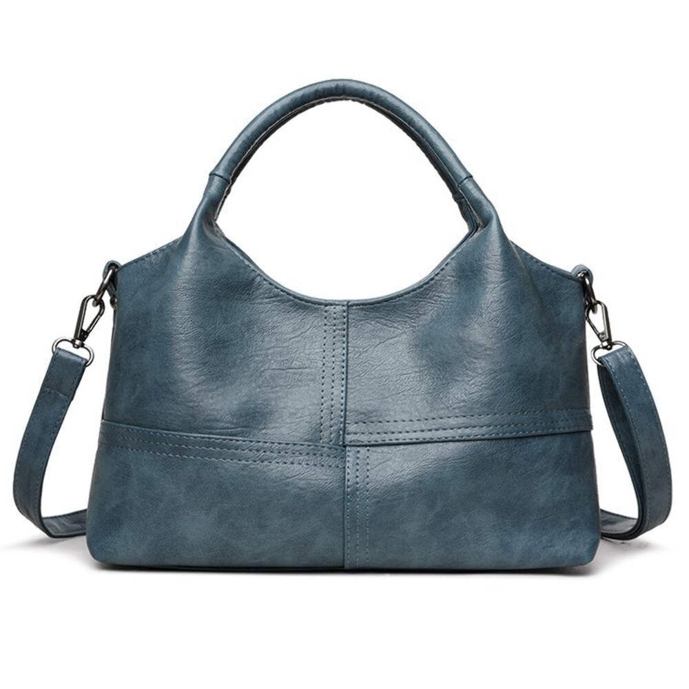 Blue Retro Soft PU Leather Handbag for Women - Trendy Large Capacity Daily Cross