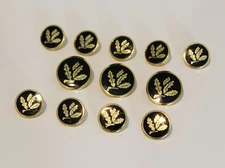 Holland & Sherry Enameled Replacement Blazer Shank Buttons Black & Gold Tone